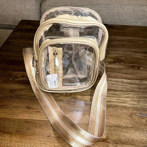 Darling Handbags - NWT Darling State of Mind Jolene Clear Gold Sling Bag